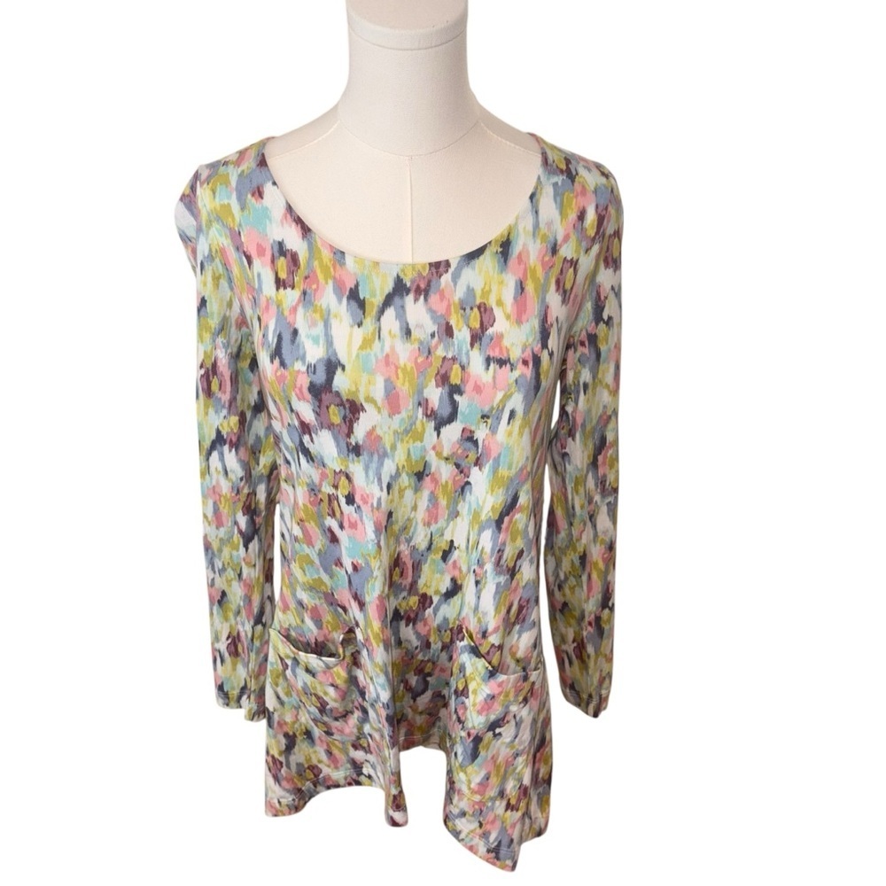 J. Jill Women's Small Colorful Pocket Tunic Casual Cotton Blend Relaxed Top - Picture 3 of 6
